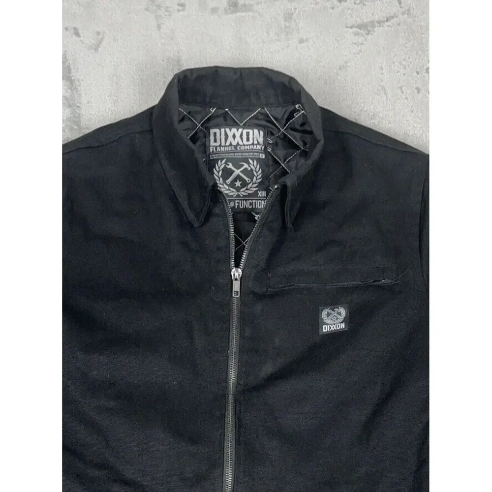 Dixxon Flannel Jacket Men's Size Small Full Zip Quilted‎ Lined Solid Black EUC